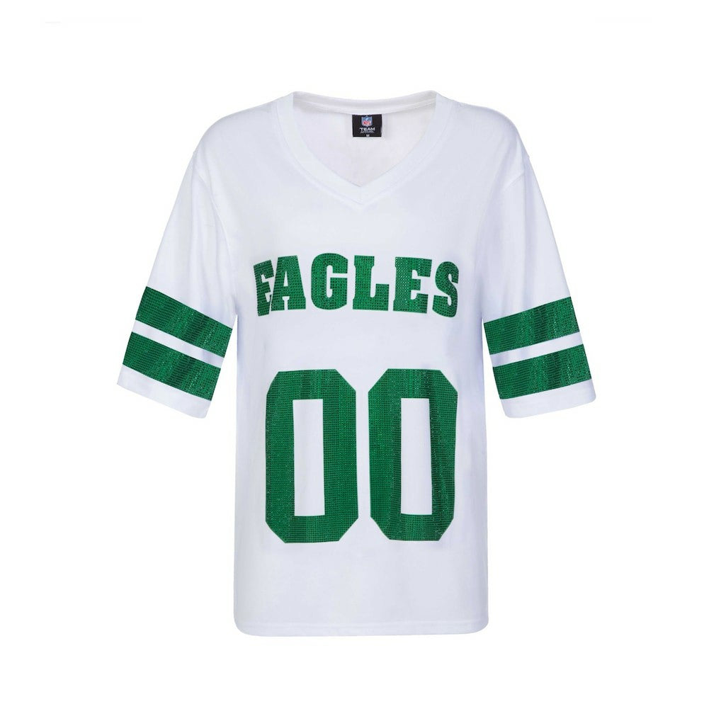 Philadelphia Eagles Cuce Women's Rhinestone V-Neck Tunic - White on sale
