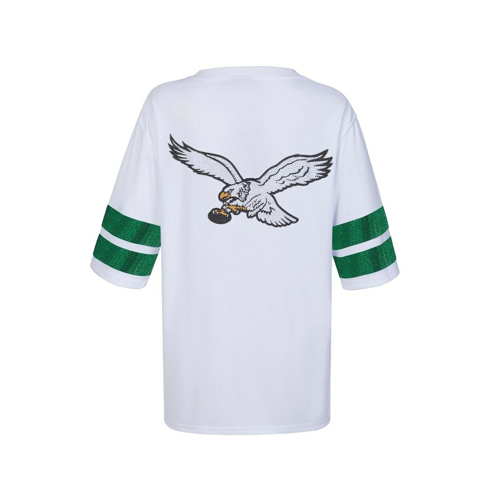 Philadelphia Eagles Cuce Women's Rhinestone V-Neck Tunic - White on sale