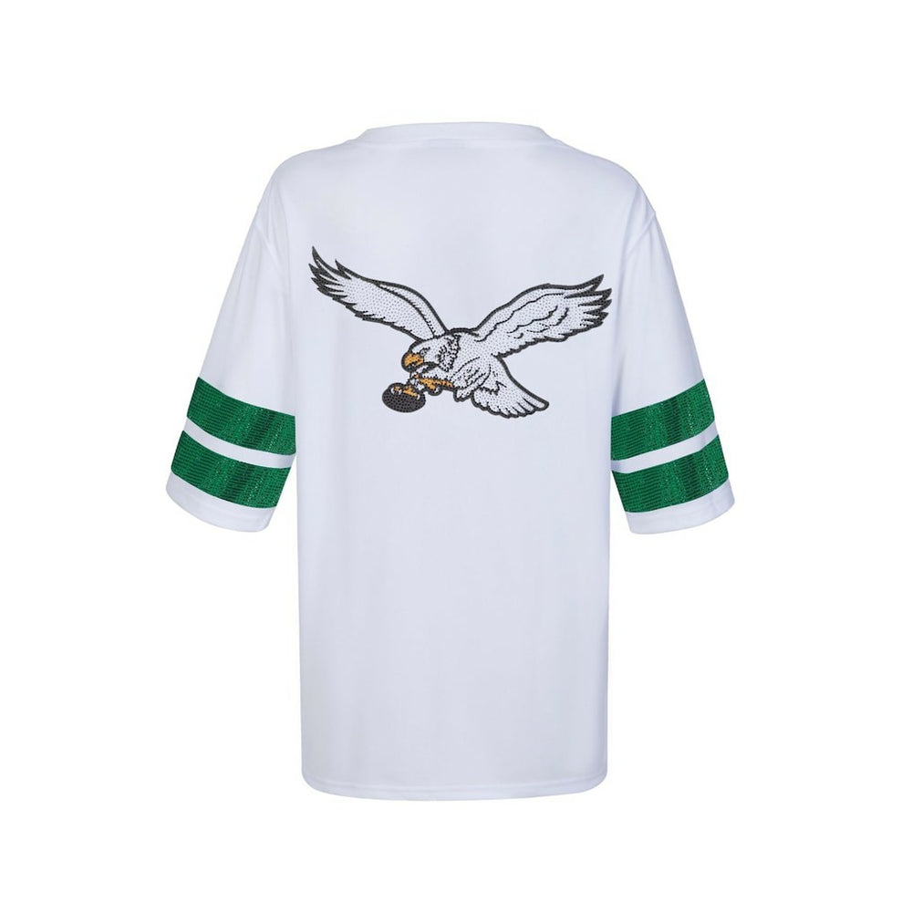 Philadelphia Eagles Cuce Women's Rhinestone V-Neck Tunic - White on sale