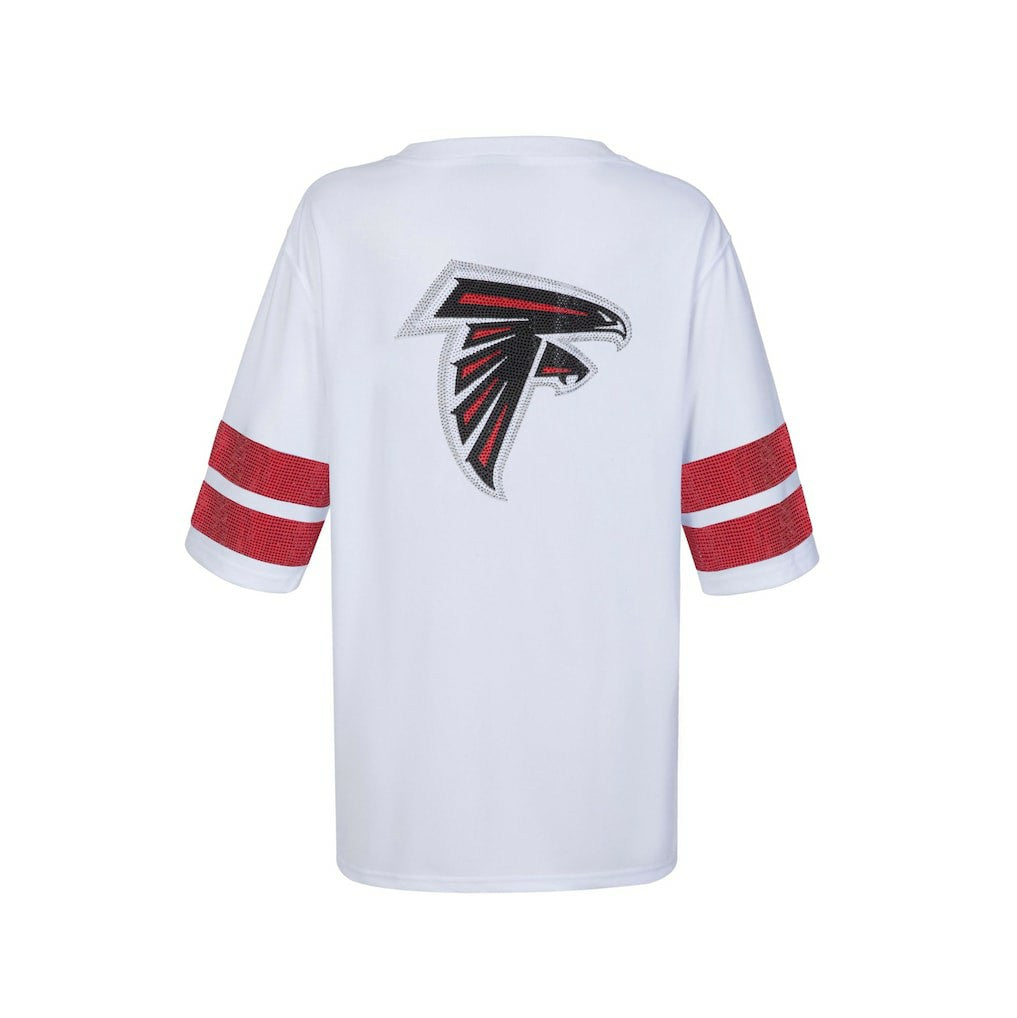 Atlanta Falcons Cuce Women's Rhinestone V-Neck Tunic - White on sale