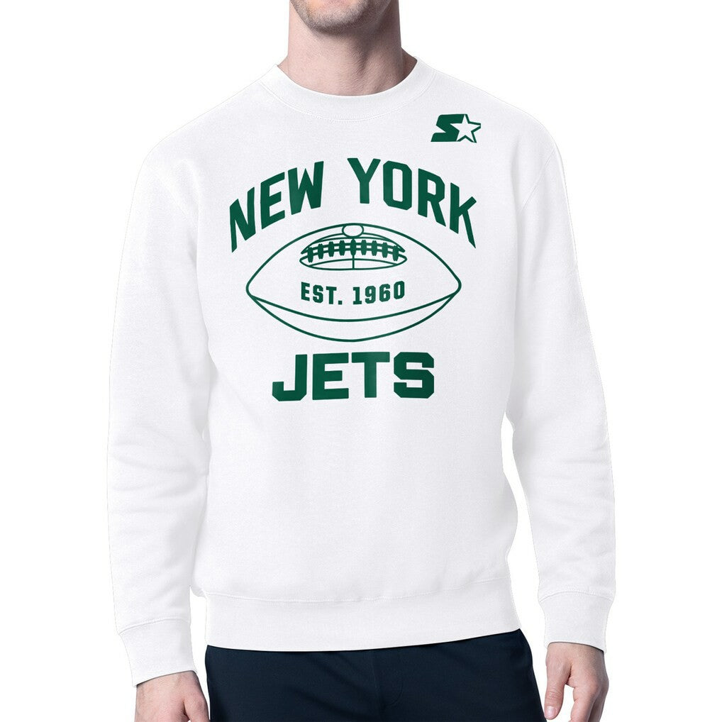 New York Jets Starter Green and White Forever Fleece Sweatshirt - White discount