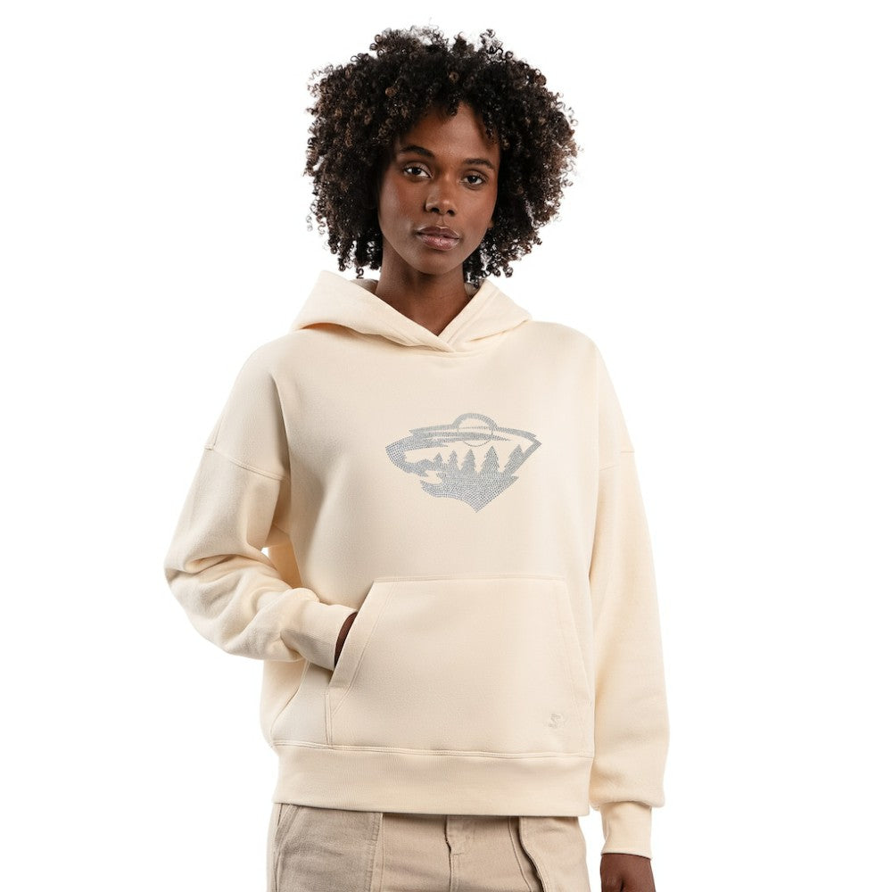Minnesota Wild Starter Women's Rhinestone Relaxed Hoodie - Cream Hoodies