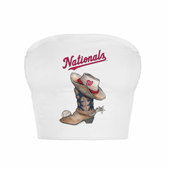 Washington Nationals Tiny Turnip Women's Cowboy Boot Crop Tube Top White