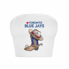 Toronto Blue Jays Tiny Turnip Women's Cowboy Boot Crop Tube Top White