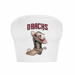 Arizona Diamondbacks Tiny Turnip Women's Cowboy Boot Crop Tube Top White