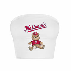 Washington Nationals Tiny Turnip Women's Teddy Bear Crop Tube Top White