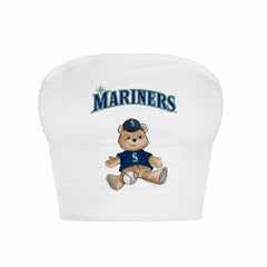 Seattle Mariners Tiny Turnip Women's Teddy Bear Crop Tube Top White