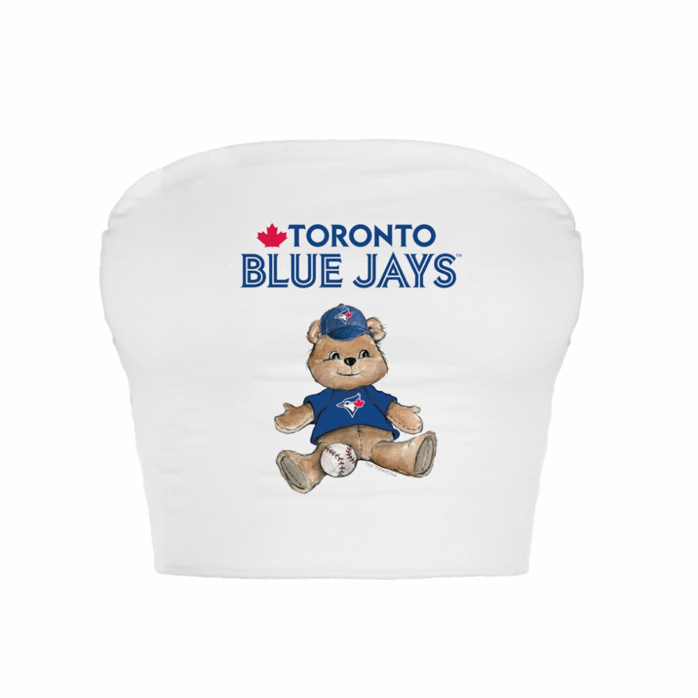 Toronto Blue Jays Tiny Turnip Women's Teddy Bear Crop Tube Top White