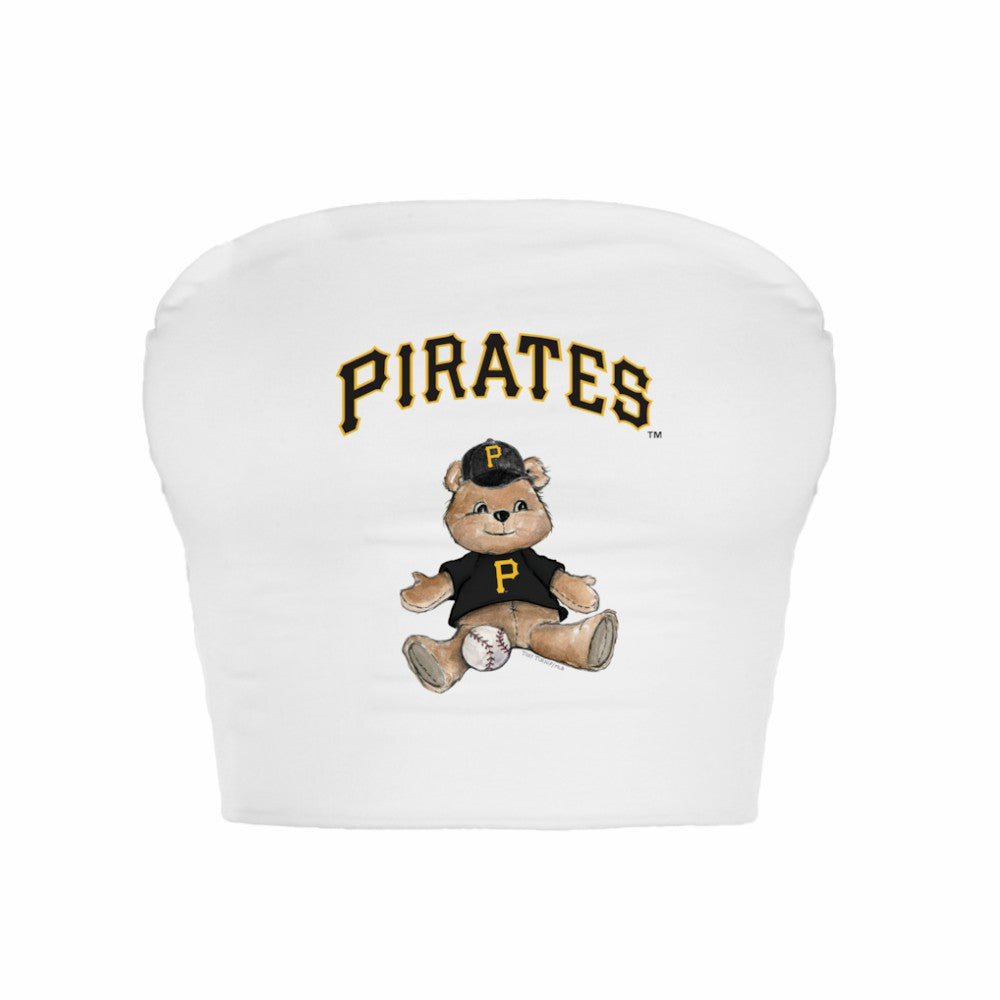 Pittsburgh Pirates Tiny Turnip Women's Teddy Bear Crop Tube Top White