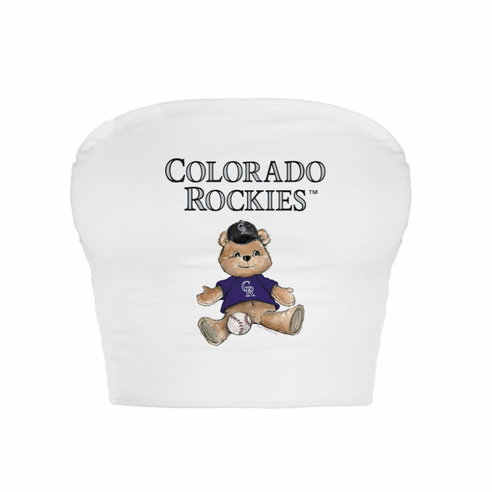 Colorado Rockies Tiny Turnip Women's Teddy Bear Crop Tube Top White