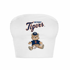 Detroit Tigers Tiny Turnip Women's Teddy Bear Crop Tube Top White