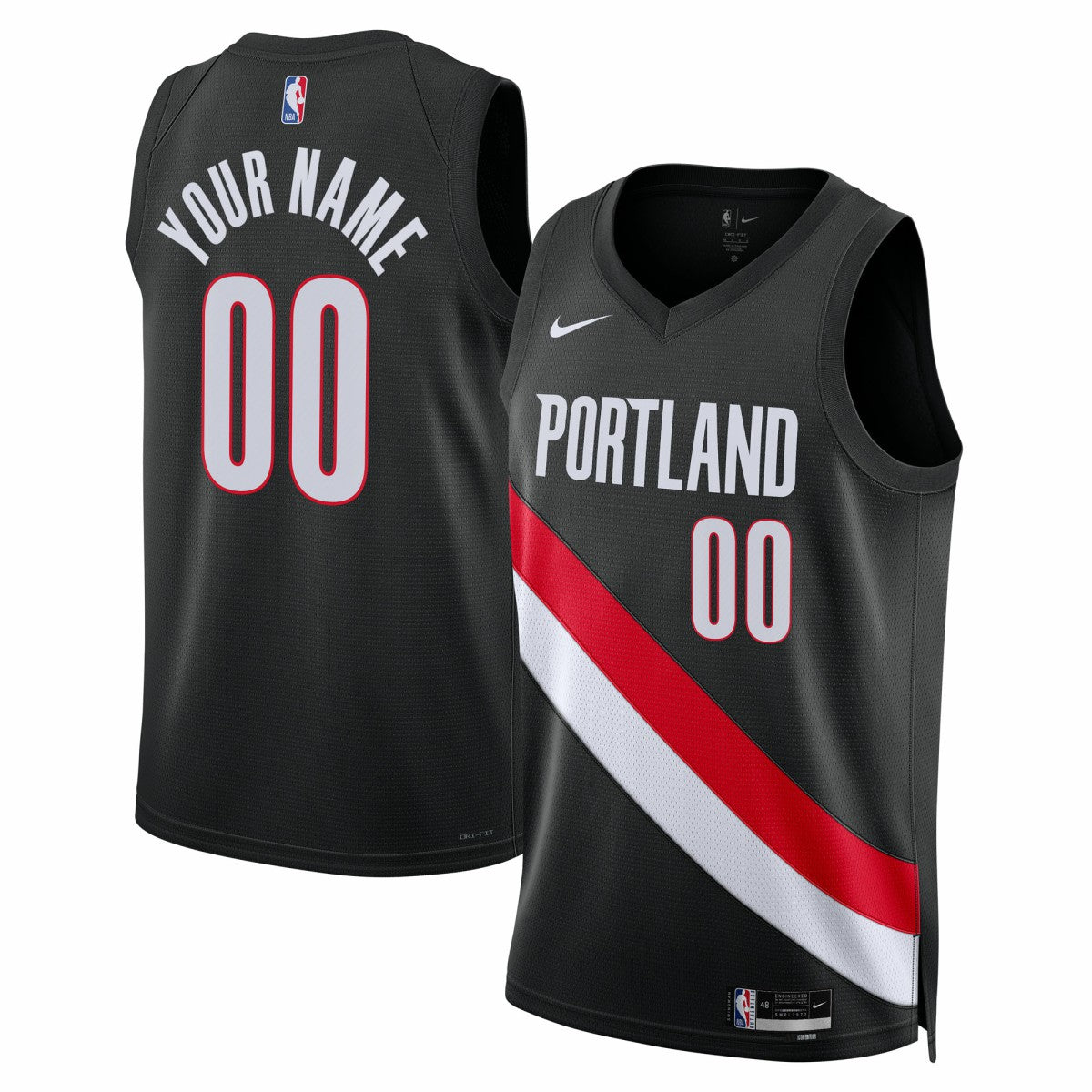Portland Trail Blazers Unisex Swingman Custom Jersey - Icon Edition - Black cheap