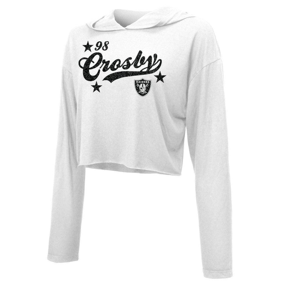 Maxx Crosby Las Vegas Raiders Majestic Threads Women's Glitter Wordmark Hoodie - White sale