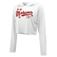 Patrick Mahomes Kansas City Chiefs Majestic Threads Women's Glitter Wordmark Hoodie - White on sale