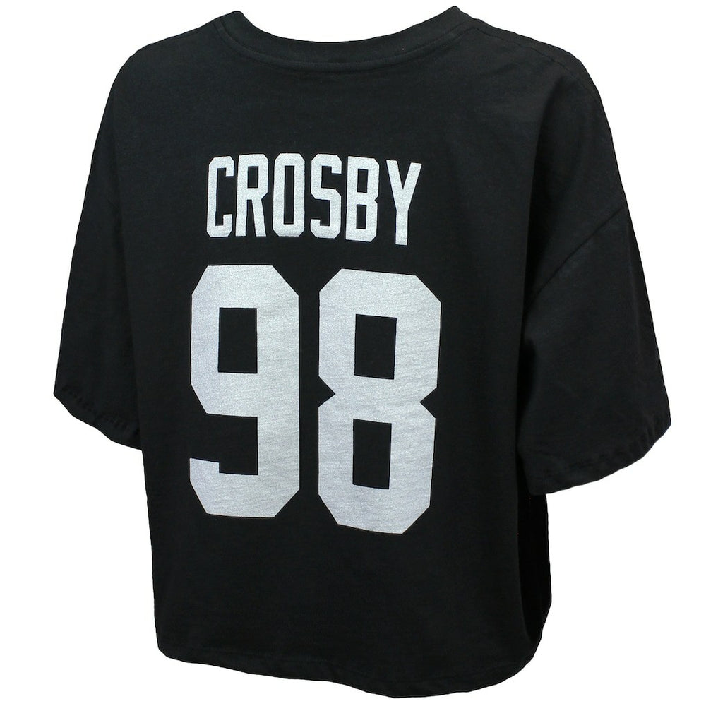 Maxx Crosby Las Vegas Raiders Majestic Threads Women's Swarovski Crystals Boxy Cropped Name & Number T-Shirt - Black on sale