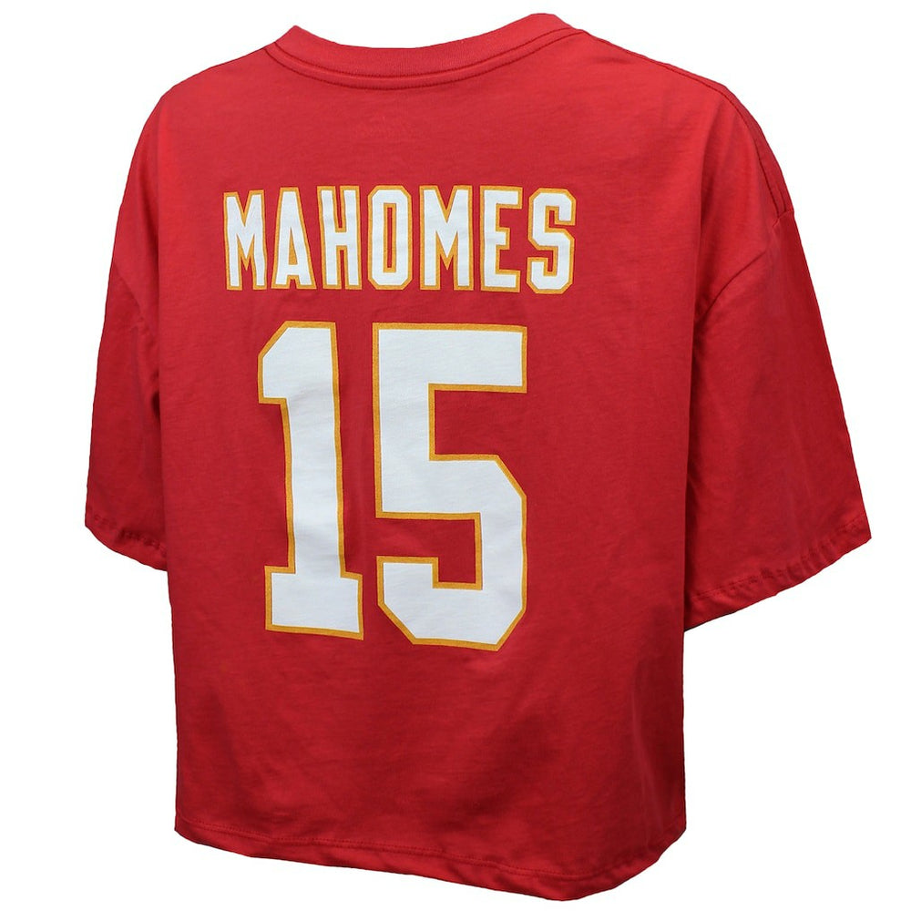 Patrick Mahomes Kansas City Chiefs Majestic Threads Women's Swarovski Crystals Boxy Cropped Name & Number T-Shirt - Red online