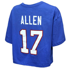 Josh Allen Buffalo Bills Majestic Threads Women's Swarovski Crystals Boxy Cropped Name & Number T-Shirt - Royal outlet