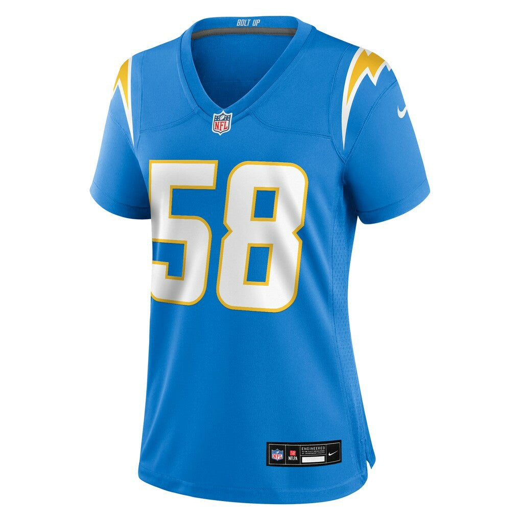 Marlowe Wax Los Angeles Chargers Women's Team Game Jersey - Powder Blue for sale