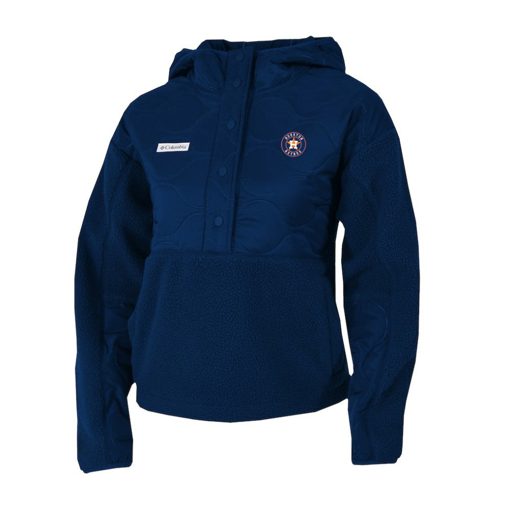 Houston Astros Women's Cloud Point Hooded Fleece Half-Snap Pullover Jacket Navy