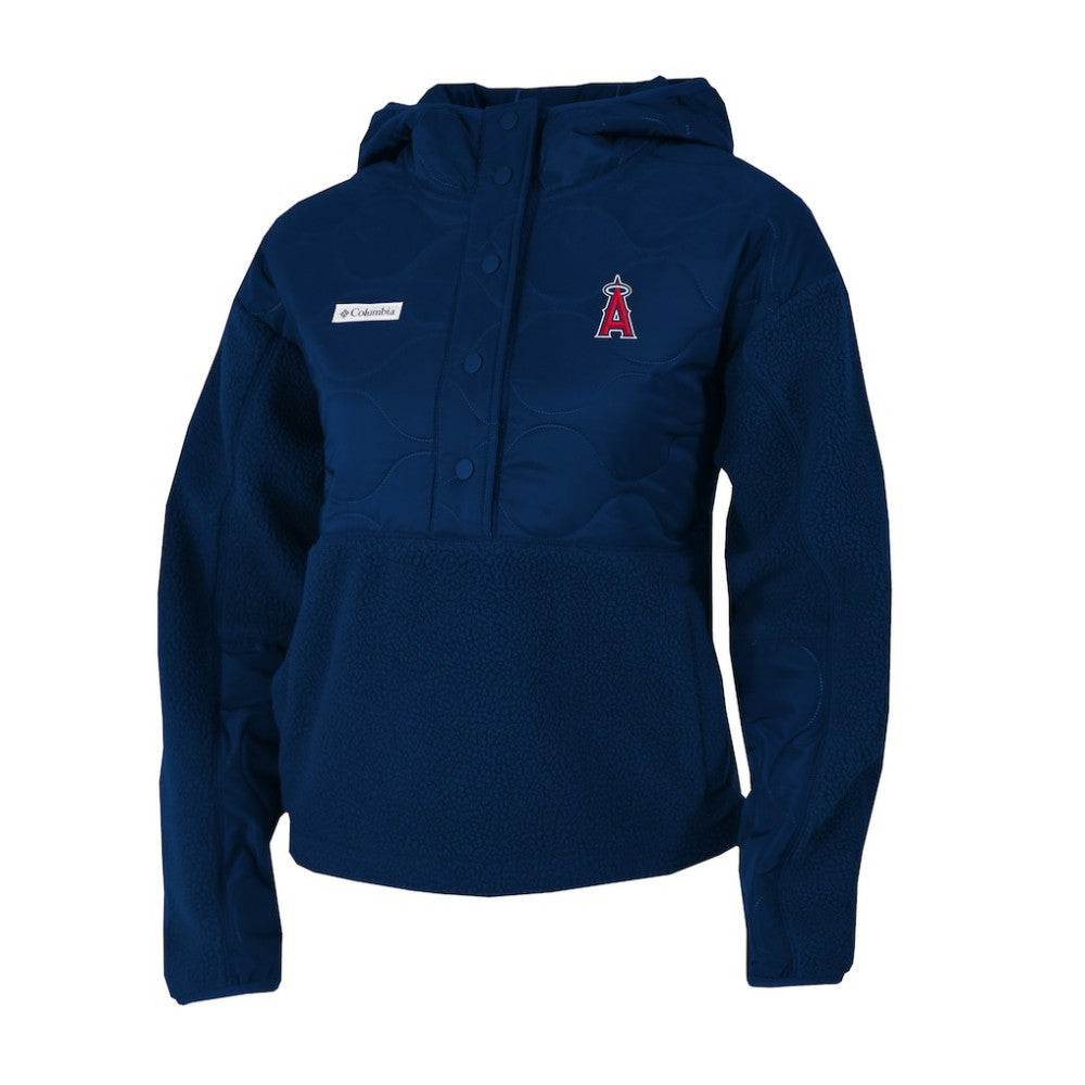 Los Angeles Angels Women's Cloud Point Hooded Fleece Half-Snap Pullover Jacket Navy