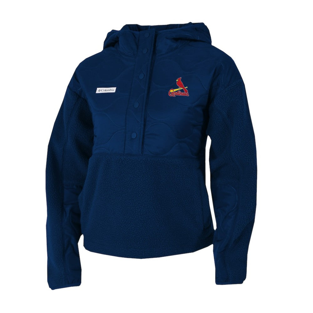 St. Louis Cardinals Women's Cloud Point Hooded Fleece Half-Snap Pullover Jacket Navy