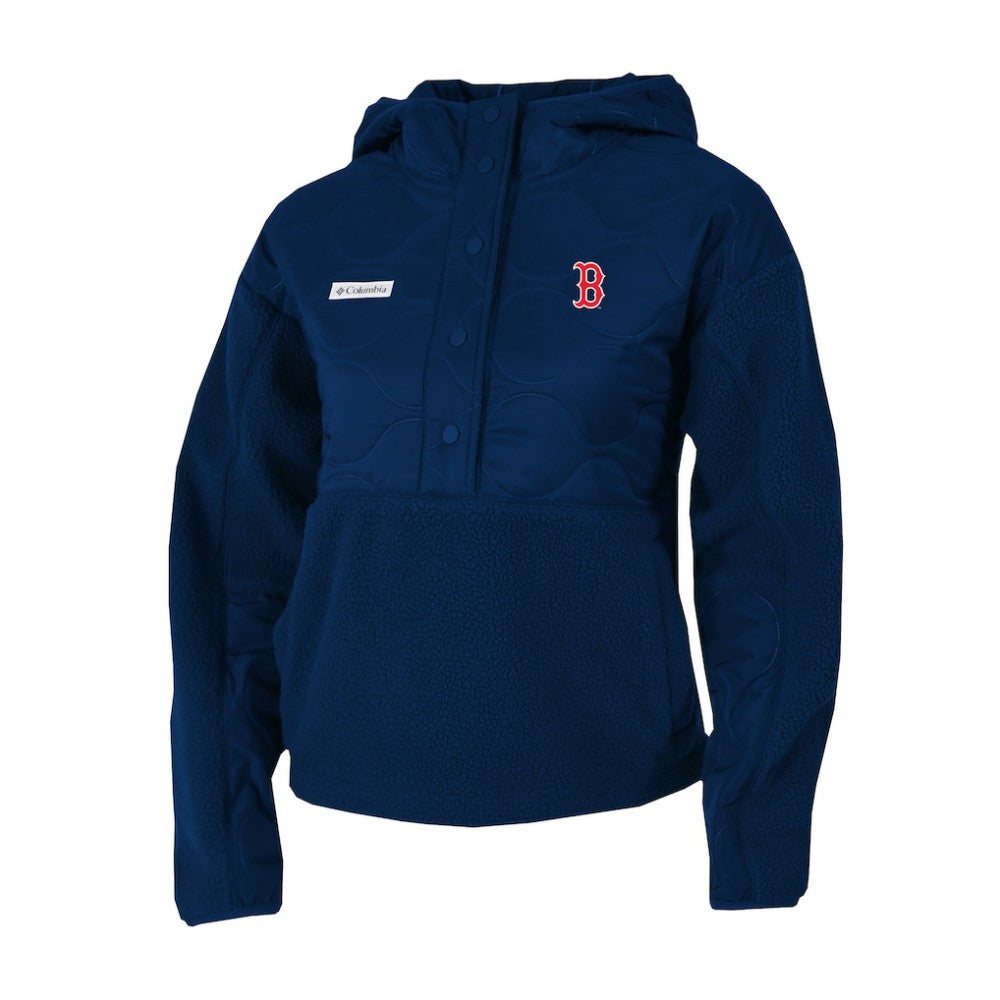Boston Red Sox Women's Cloud Point Hooded Fleece Half-Snap Pullover Jacket Navy