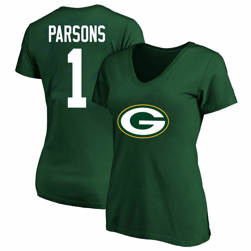 Micah Parsons Green Bay Packers Women's Plus Size Name & Number V-Neck T-Shirt - Green cheap