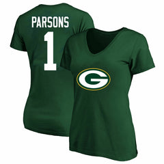 Micah Parsons Green Bay Packers Women's Plus Size Name & Number V-Neck T-Shirt - Green cheap