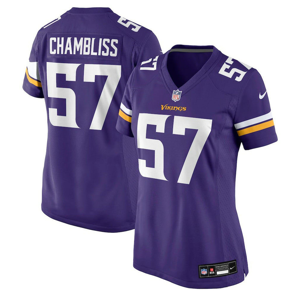 Chaz Chambliss Minnesota Vikings Women's Team Game Jersey - Purple on sale