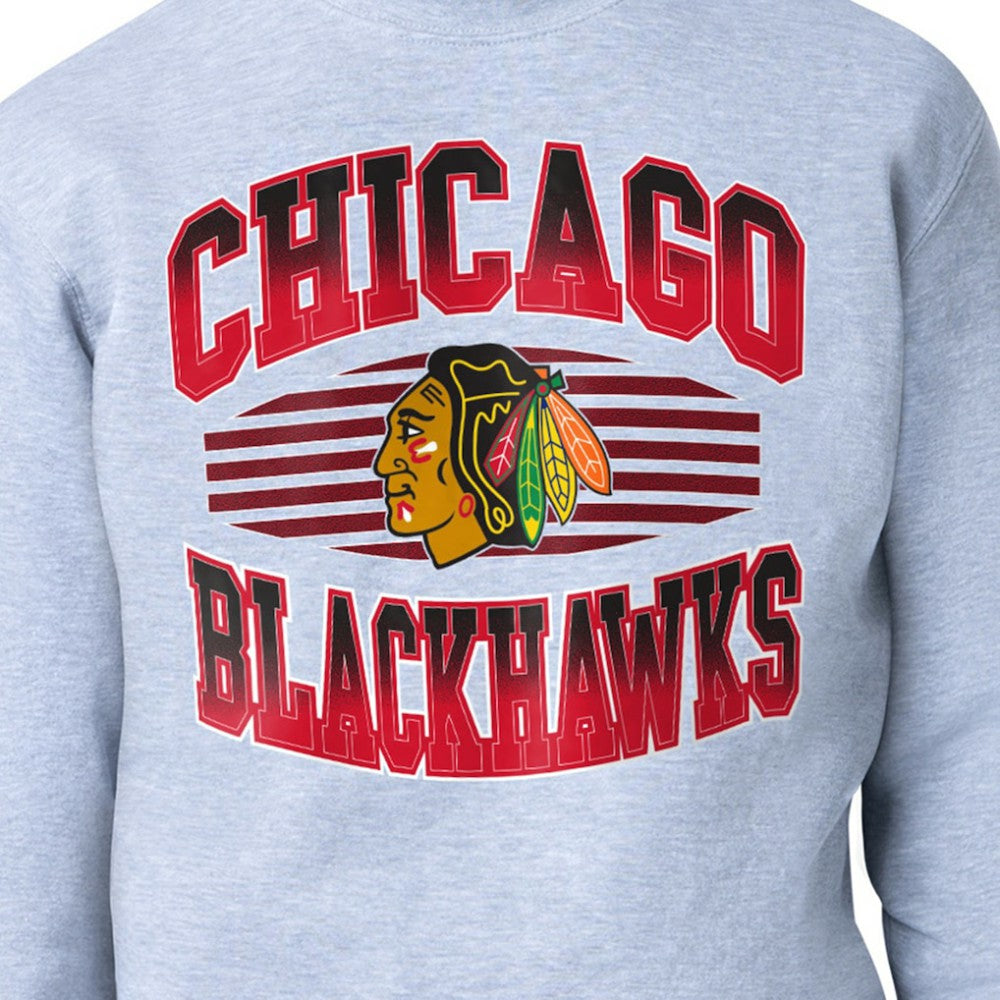 Chicago Blackhawks Starter Team Grit Graphic Fleece Pullover Sweatshirt - Gray Sweatshirts