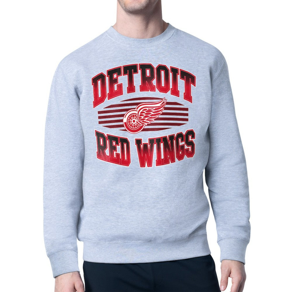 Detroit Red Wings Starter Team Grit Graphic Fleece Pullover Sweatshirt - Gray Sweatshirts