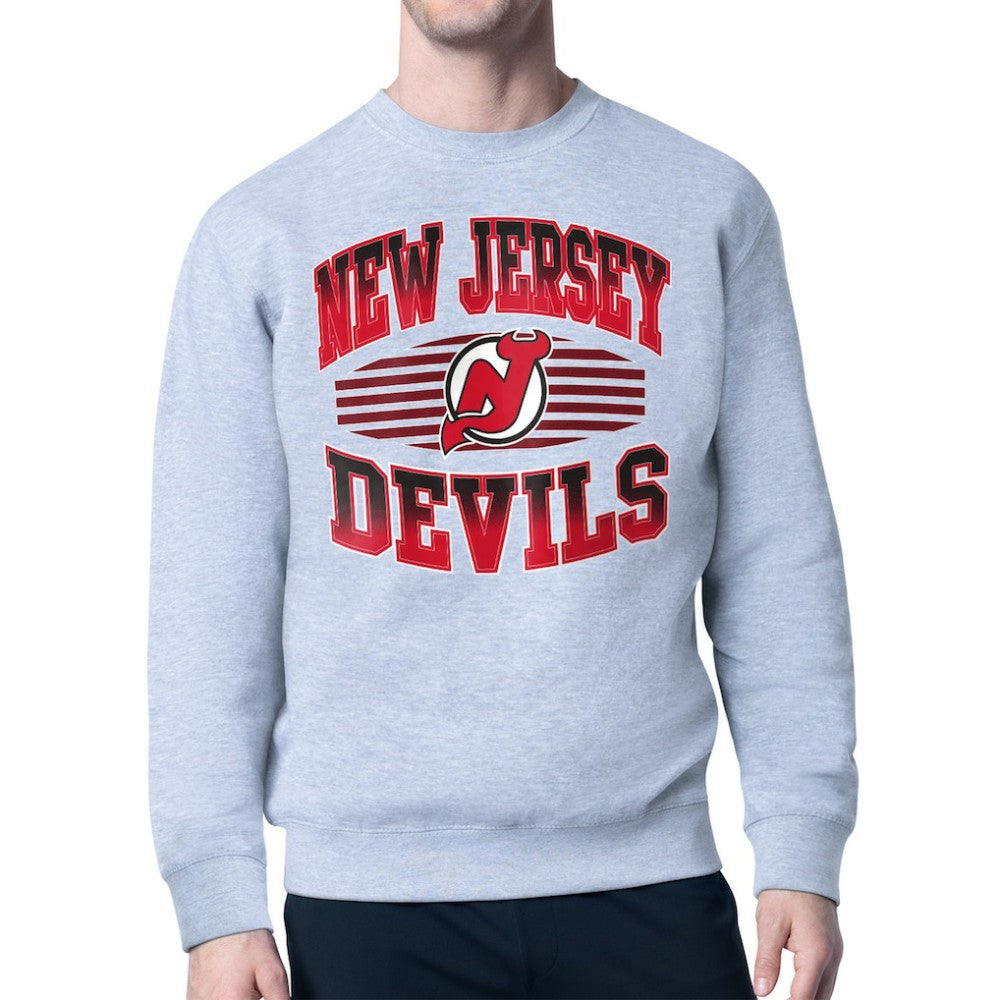 New Jersey Devils Starter Team Grit Graphic Fleece Pullover Sweatshirt - Gray Sweatshirts