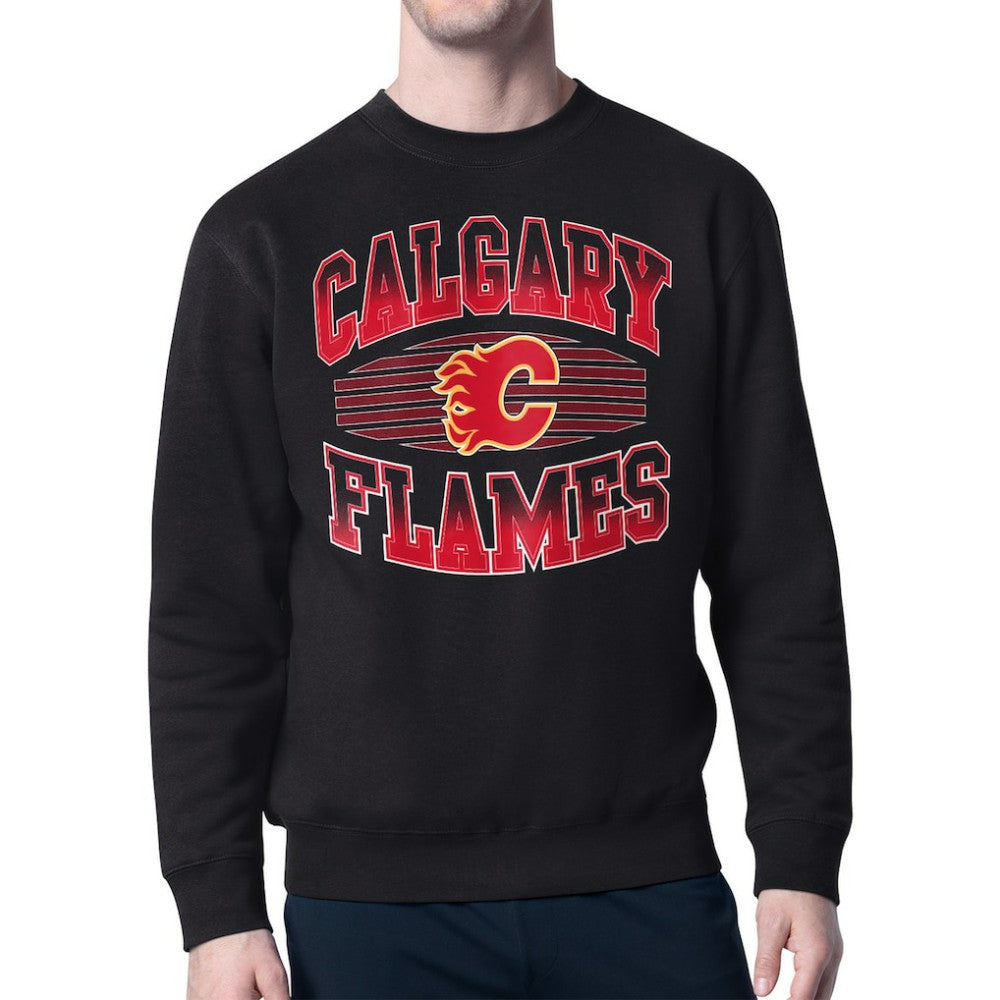 Calgary Flames Starter Team Grit Graphic Fleece Pullover Sweatshirt - Black Sweatshirts