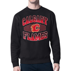 Calgary Flames Starter Team Grit Graphic Fleece Pullover Sweatshirt - Black Sweatshirts