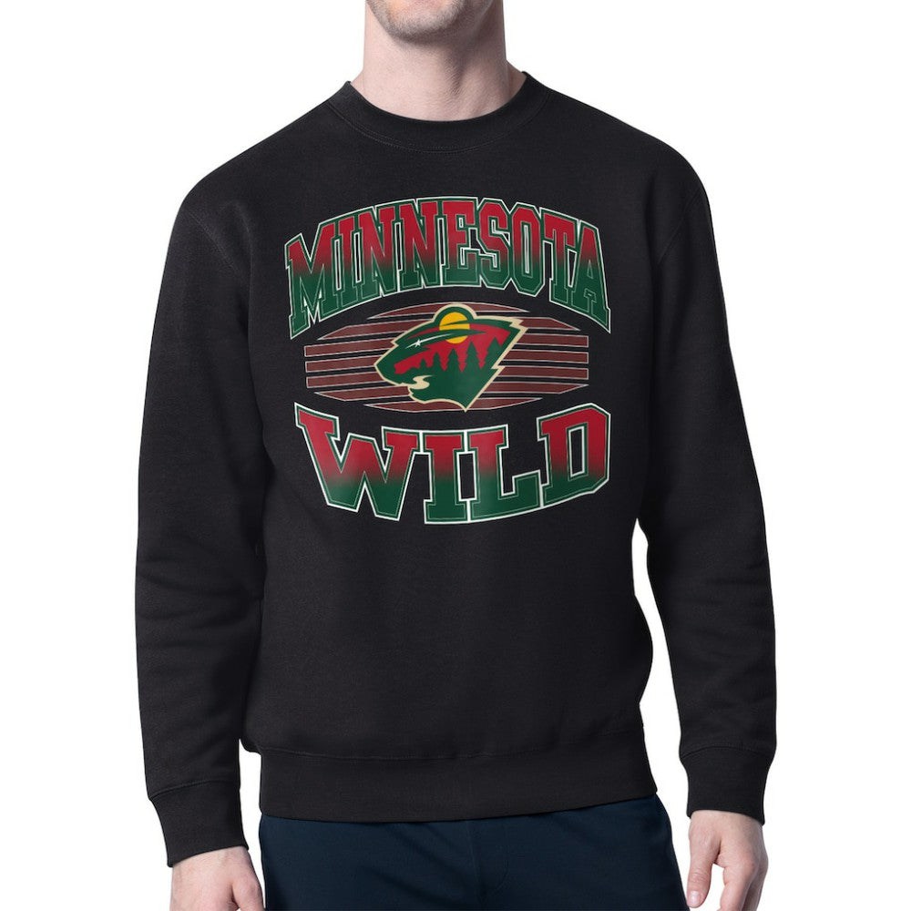 Minnesota Wild Starter Team Grit Graphic Fleece Pullover Sweatshirt - Black Sweatshirts