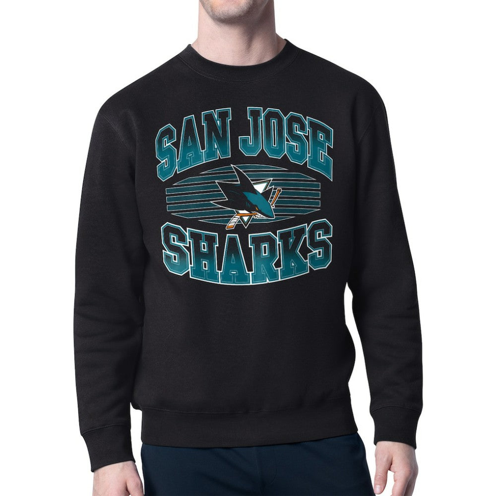 San Jose Sharks Starter Team Grit Graphic Fleece Pullover Sweatshirt - Black Sweatshirts