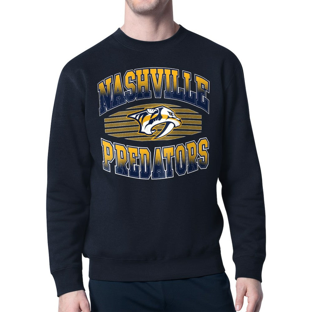 Nashville Predators Starter Team Grit Graphic Fleece Pullover Sweatshirt - Navy Sweatshirts