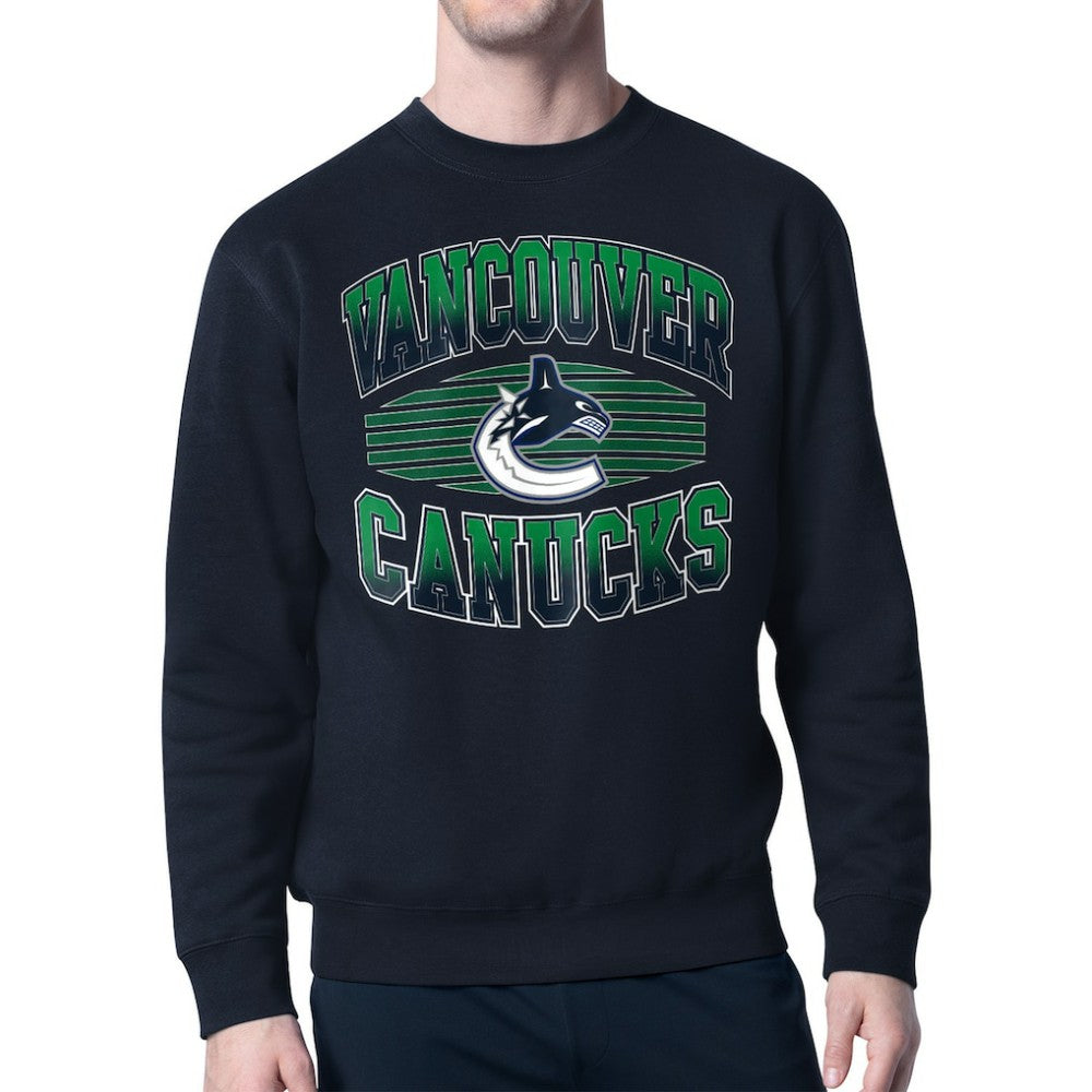 Vancouver Canucks Starter Team Grit Graphic Fleece Pullover Sweatshirt - Navy Sweatshirts