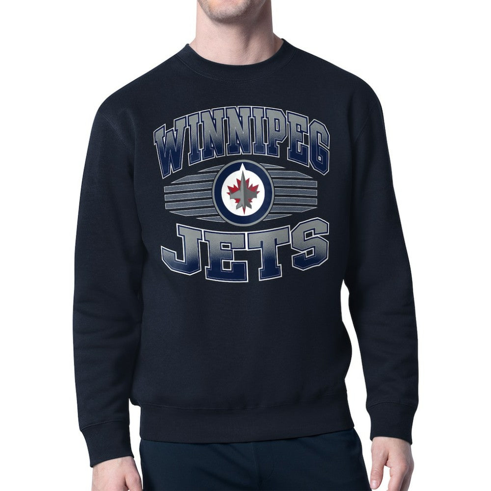 Winnipeg Jets Starter Team Grit Graphic Fleece Pullover Sweatshirt - Navy Sweatshirts