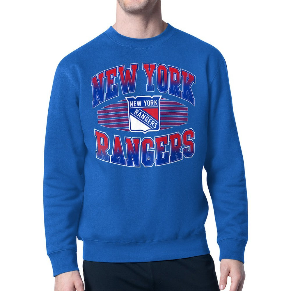 New York Rangers Starter Team Grit Graphic Fleece Pullover Sweatshirt - Blue Sweatshirts