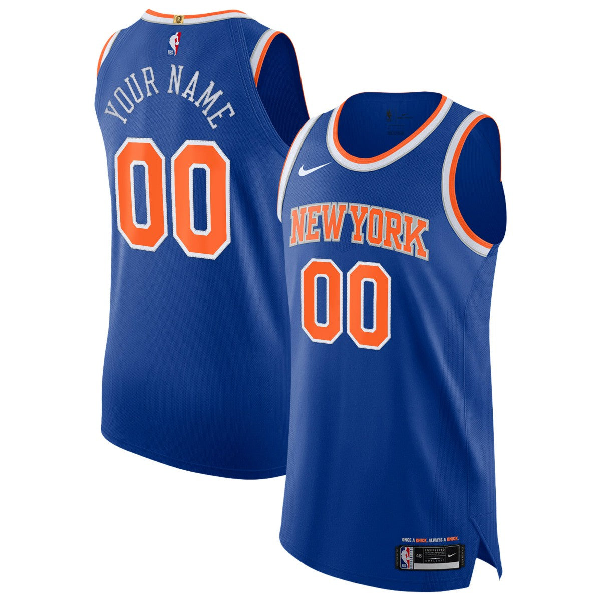 New York Knicks Authentic Custom Jersey - Icon Edition - Blue outlet