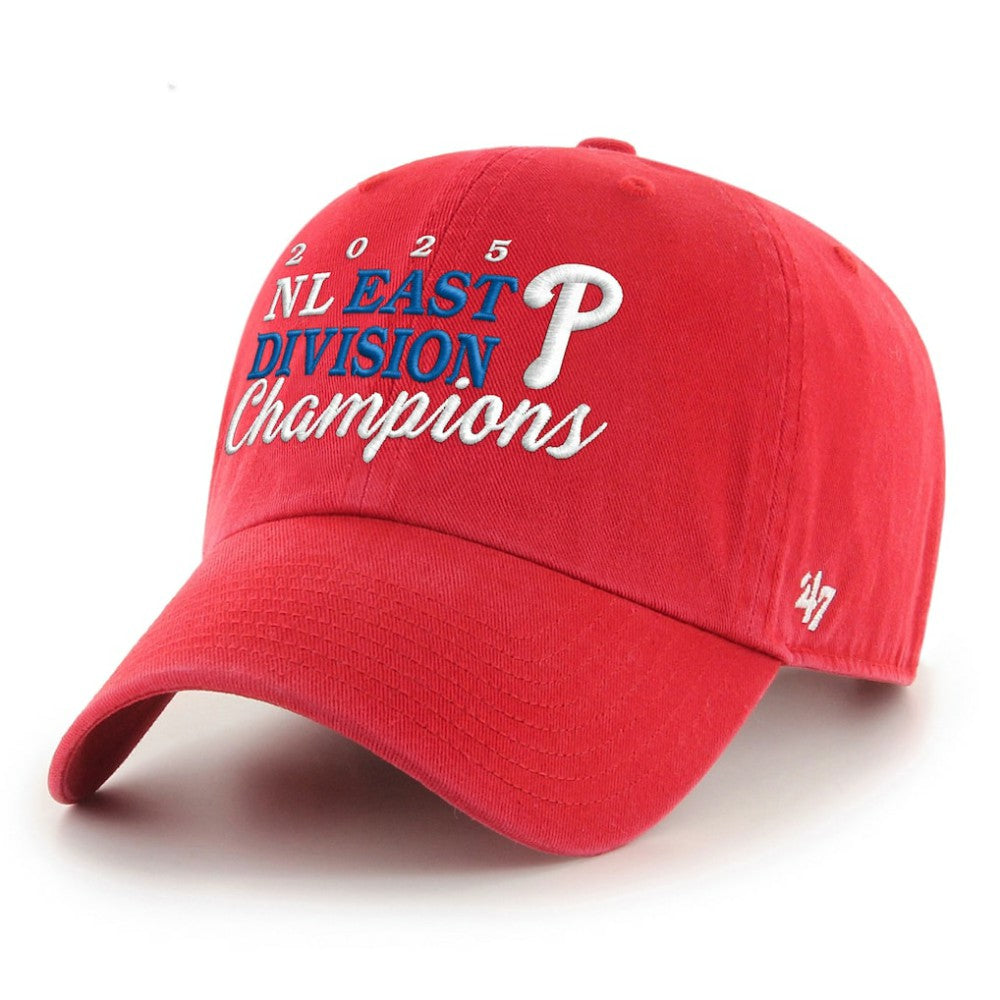 Philadelphia Phillies 2025 NL East Division Champions Clean Up Adjustable Hat Red