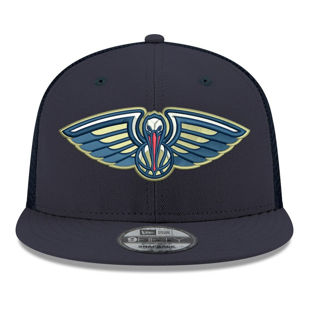 New Orleans Pelicans Core Logo Meshback 9FIFTY Snapback Hat - Navy outlet