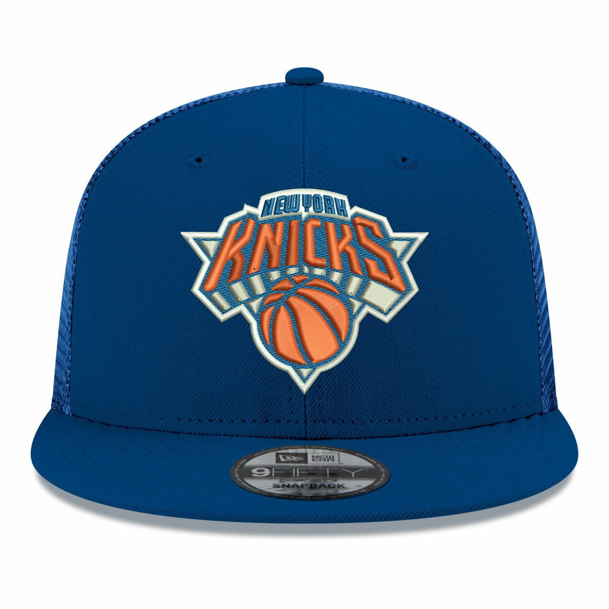 New York Knicks Core Logo Meshback 9FIFTY Snapback Hat - Blue sale