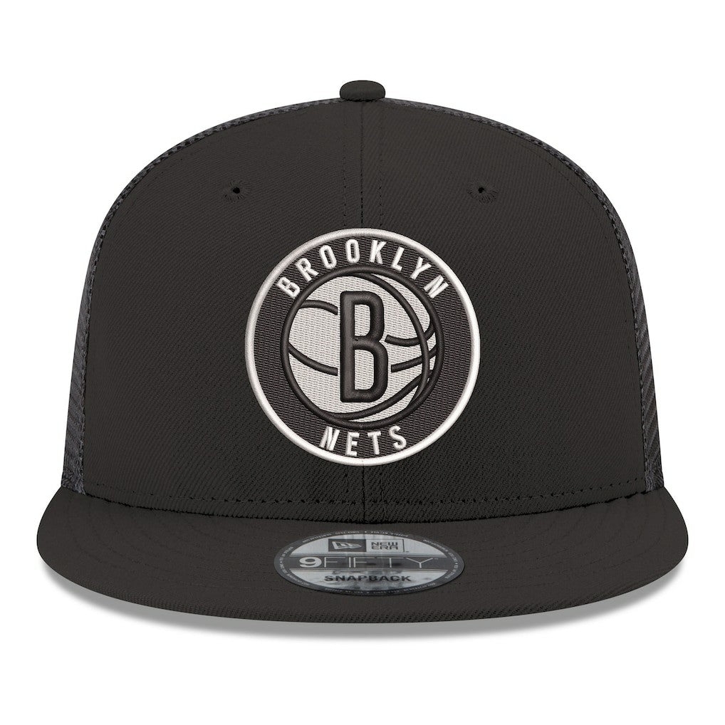 Brooklyn Nets Core Logo Meshback 9FIFTY Snapback Hat - Black on sale