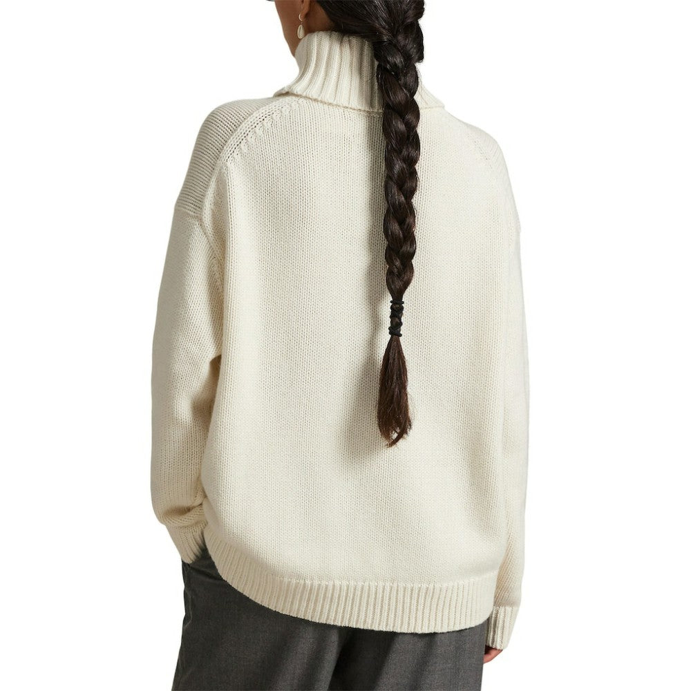 Yankees Polo Ralph Lauren Women's Wool-Blend Turtleneck Sweater Cream