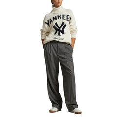 Yankees Polo Ralph Lauren Women's Wool-Blend Turtleneck Sweater Cream