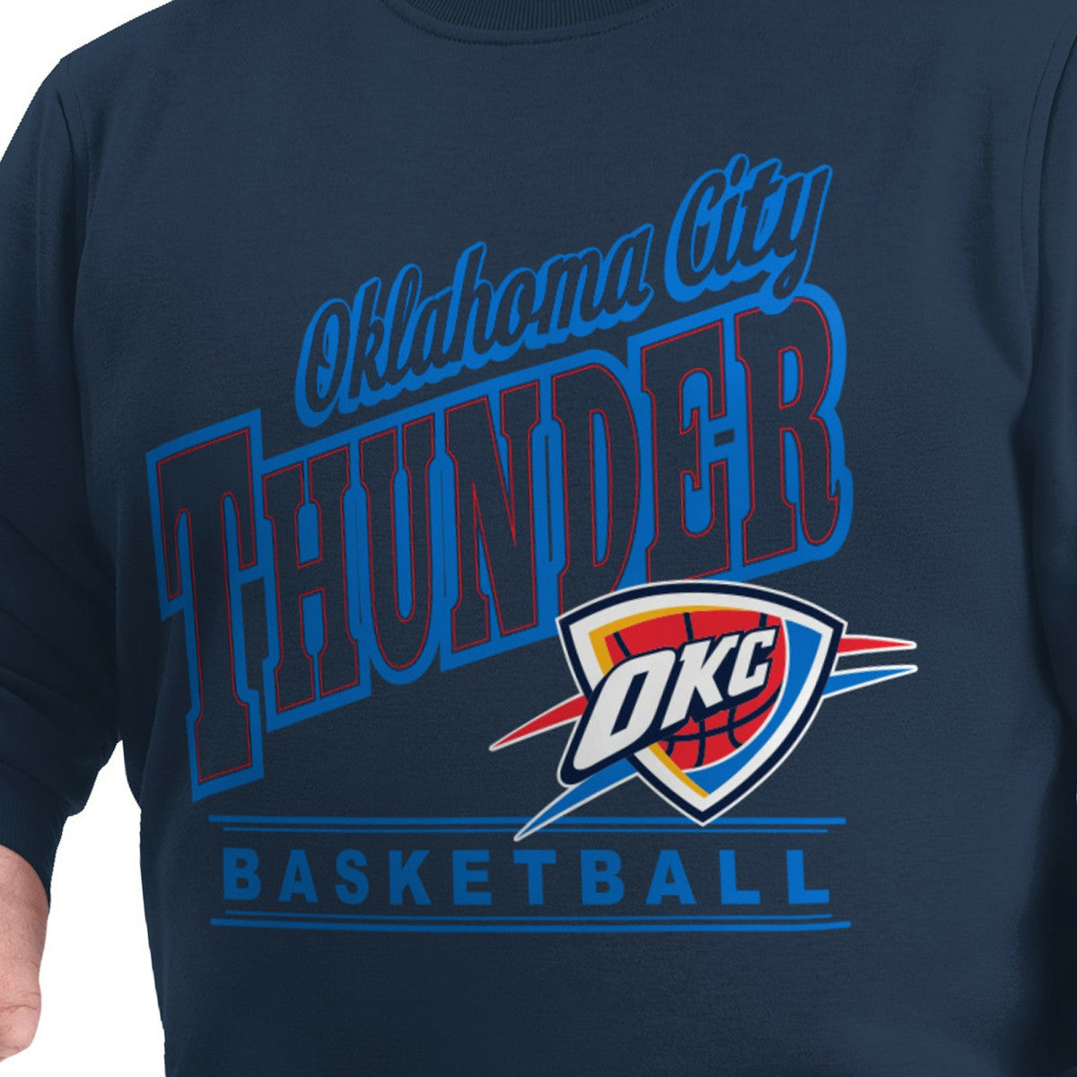 Oklahoma City Thunder G-III Sports by Carl Banks Adaptive Headliner Fleece Crewneck Sweatshirt - Navy discount