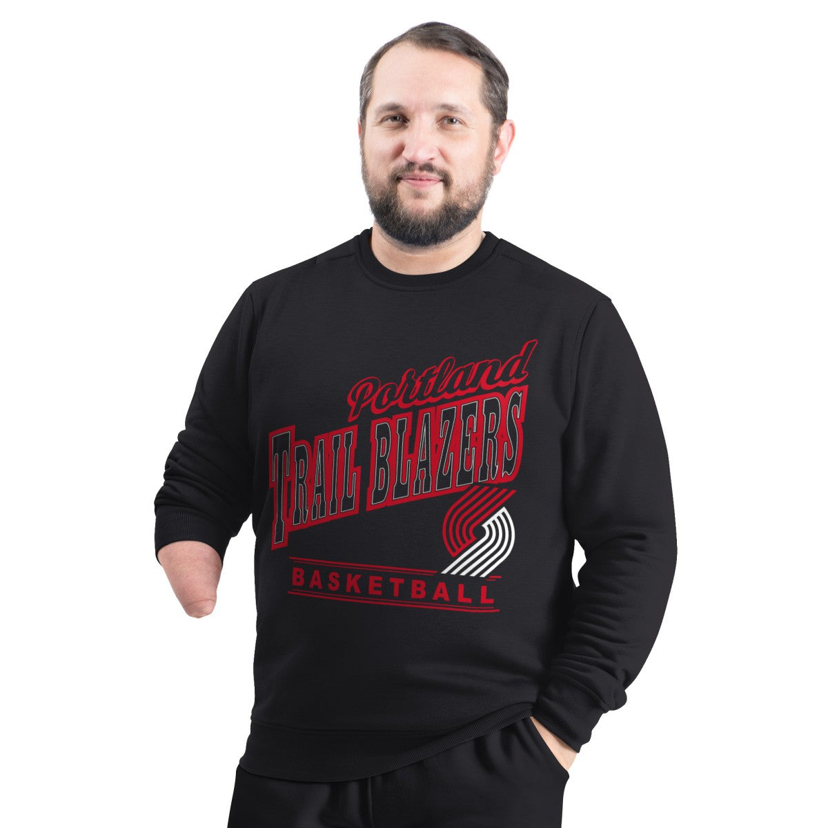 Portland Trail Blazers G-III Sports by Carl Banks Adaptive Headliner Fleece Crewneck Sweatshirt - Black outlet