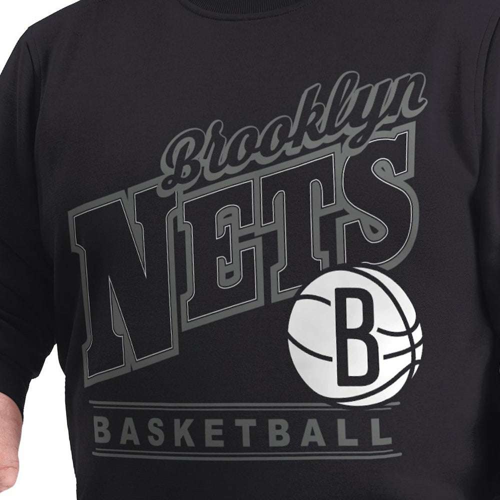 Brooklyn Nets G-III Sports by Carl Banks Adaptive Headliner Fleece Crewneck Sweatshirt - Black for sale